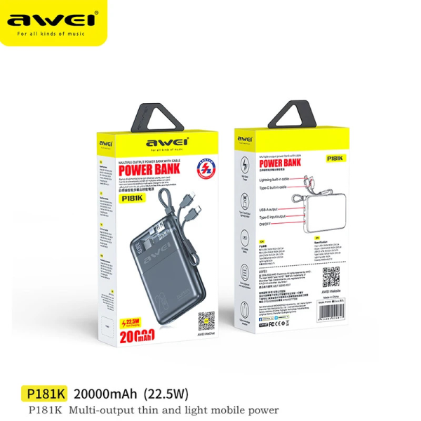 Awei P181K Power Bank 20000mAh 22.5W