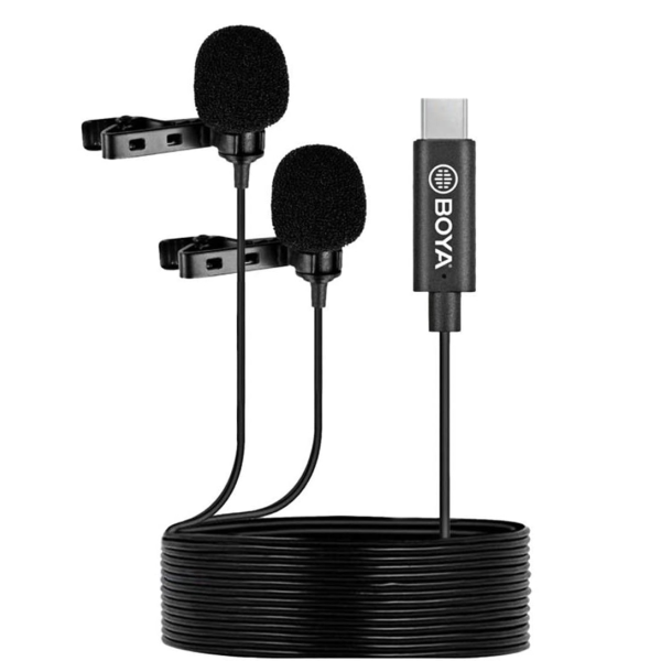 BOYA BY-M3D Digital Dual-Head USB Type-C Lavalier Microphones