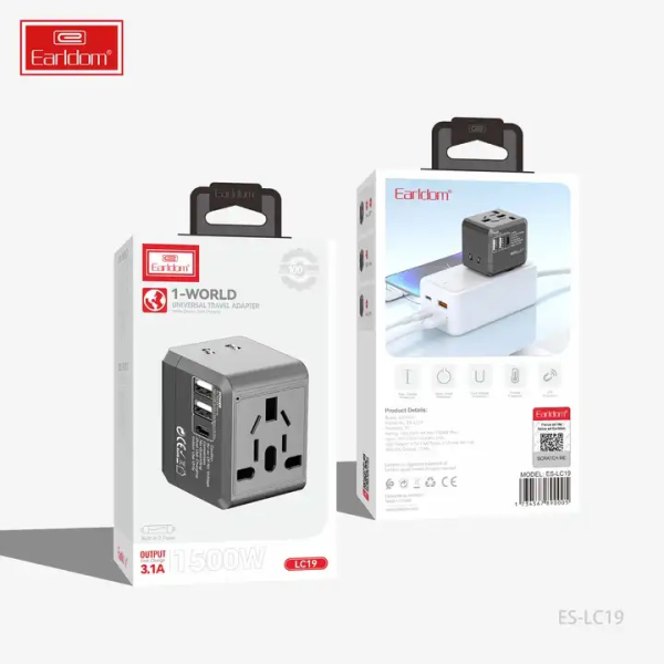 Earldom LC19 Universal Travel Adapter with USB-C