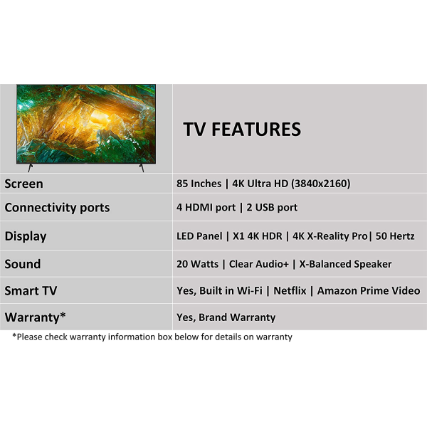 Sony BRAVIA X8000H 65 inch 4K HDR Smart Android TV