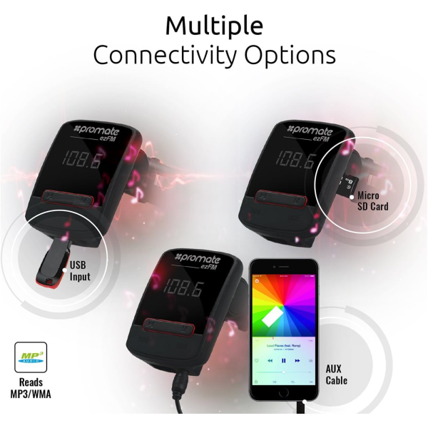 Promate EZFM Car FM Transmitter with Dual USB Ports