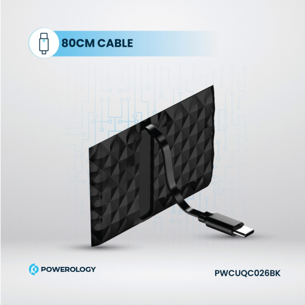 Powerology Universal GaN 85W Charger with Retractable Type-C Cable