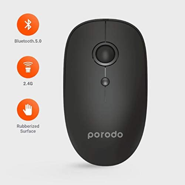 Porodo 2 in 1 Wireless Bluetooth Mouse 2.4GHz V5.0 