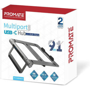 Promate PrimeBase-C 9-in-1 Multiport USB-C Hub with Laptop Stand