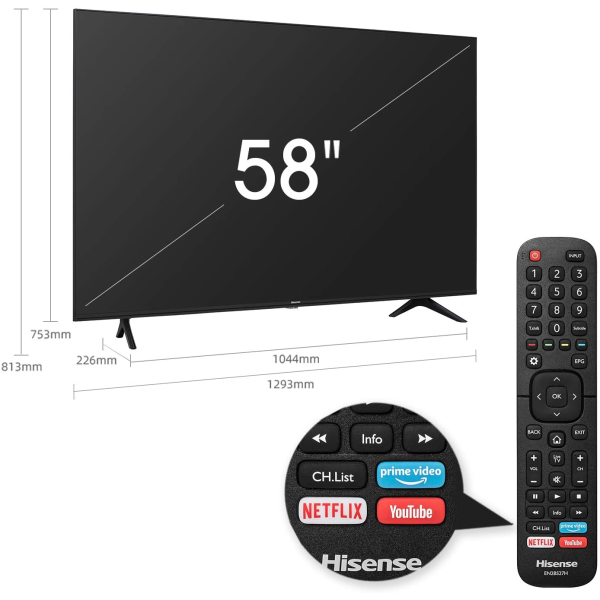 Hisense 58 Inch 4K UHD Smart LED TV - 58A61G