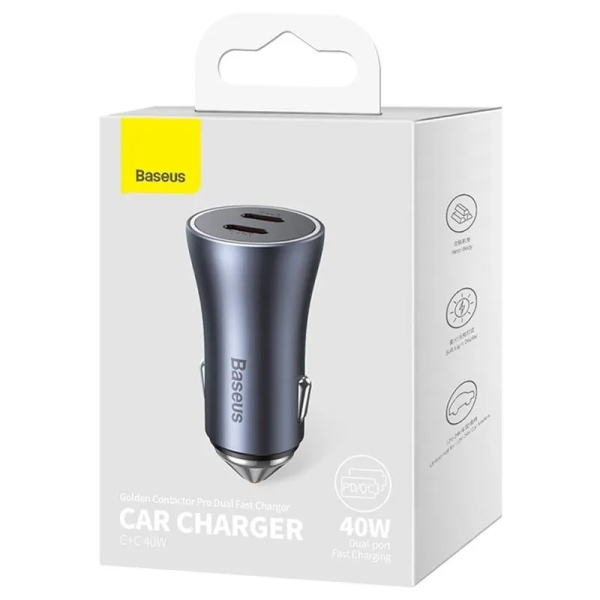 Baseus Golden Contactor Pro Dual Fast Car Charger - 40W