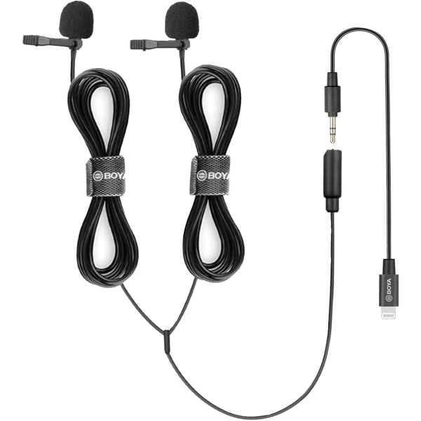 BOYA BY-M2D Digital Dual-Head Lavalier Microphones for iOS