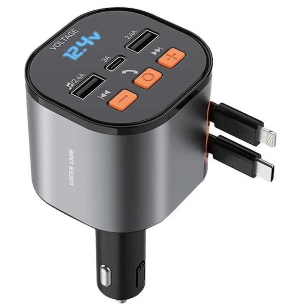 Green Lion FM Retractable 50W Car Charger 