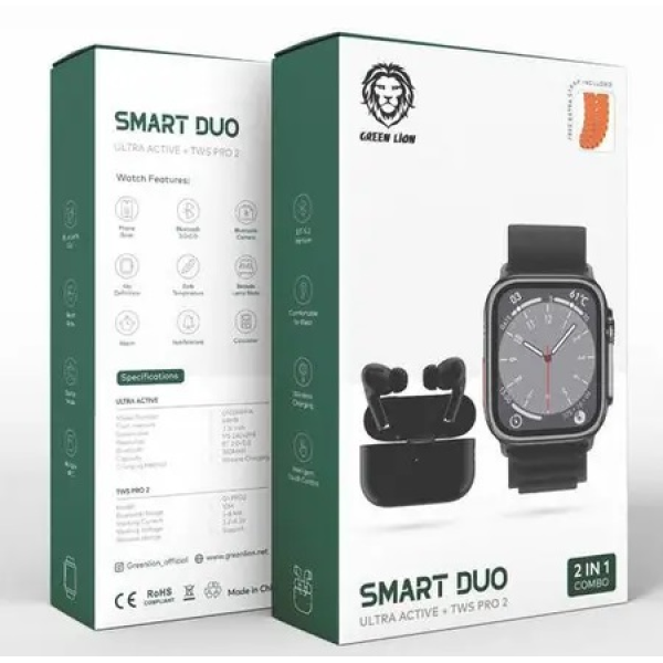 Green Lion Smart Duo Ultra Active Smartwatch + TWS Pro 2 Earbuds