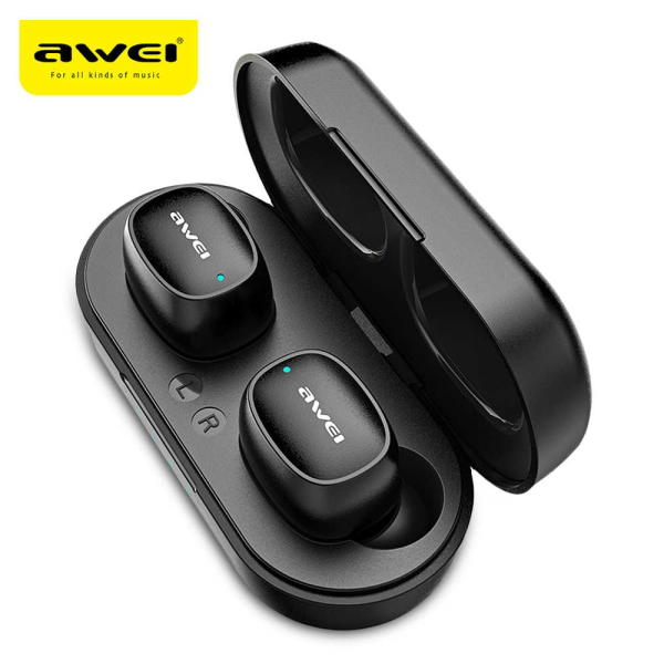 Awei T13 Touch TWS Dual Ear Bluetooth Earbuds With Charging Doc