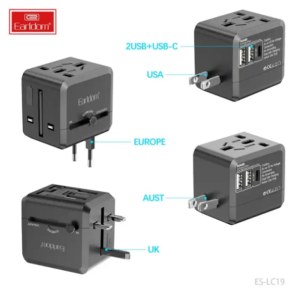 Earldom LC19 Universal Travel Adapter with USB-C