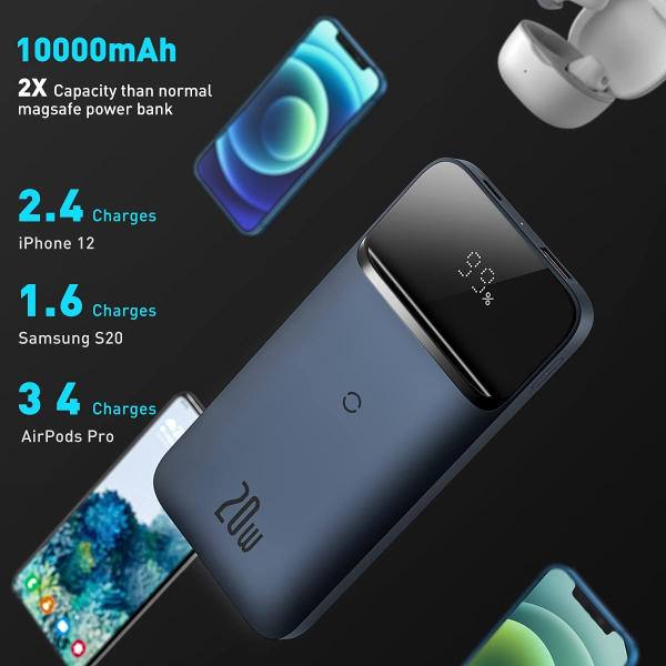 Baseus Power Bank 10000mAh Wireless Charger PD 20W Fast Charger