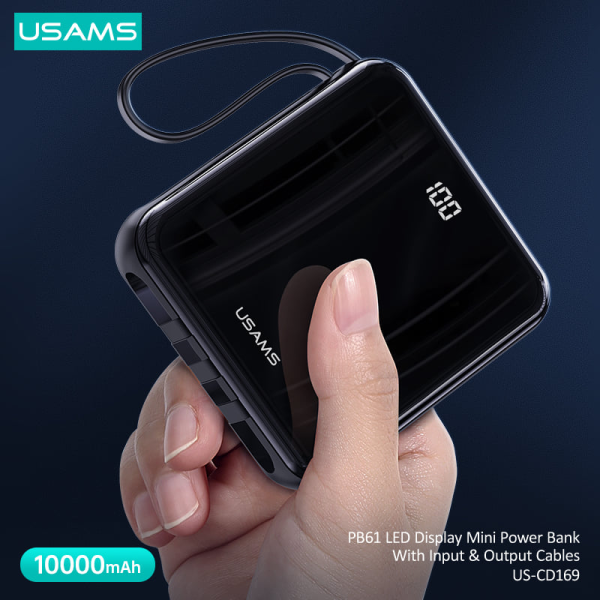 USAMS US-CD169 PB61 LED Display Mini Power Bank 10000mAh 