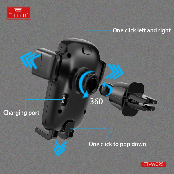 Earldom WC25 15W Wireless Charger Car Phone Holder