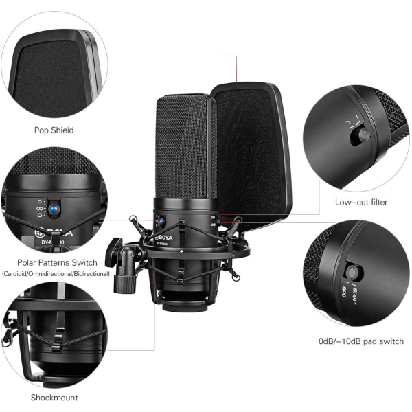 BOYA BY-M1000 Professional Large Diaphragm Condenser Microphone 