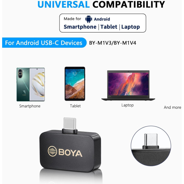 BOYA BY-M1V4 2.4GHz Dual-Channel Wireless Microphone System - USB-C