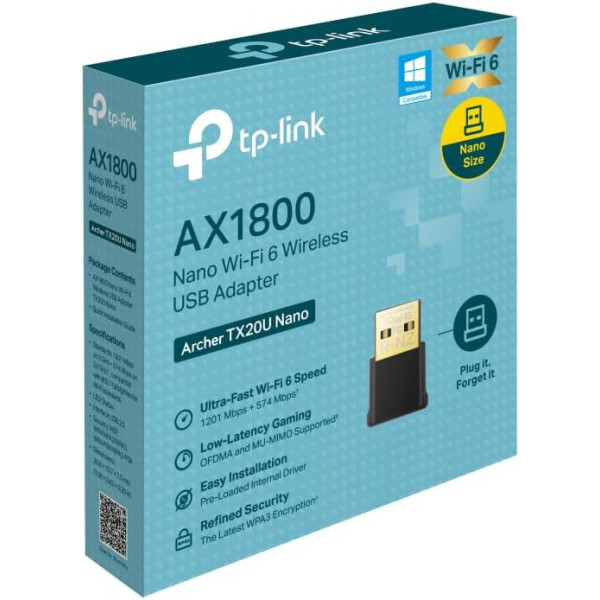 TP-Link Archer TX20U Nano AX1800 Nano Wi-Fi 6 Wireless USB Adapter