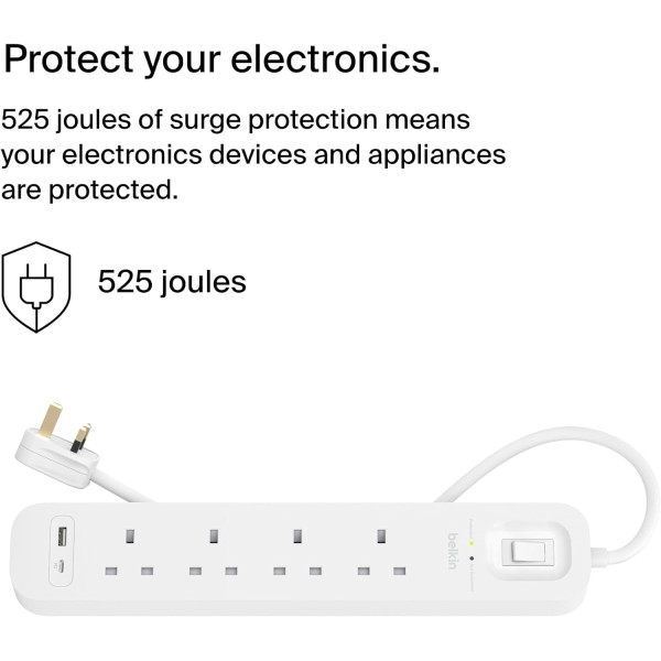 Belkin Connect Surge Protector 4-outlet with USB-C and USB-A Ports 