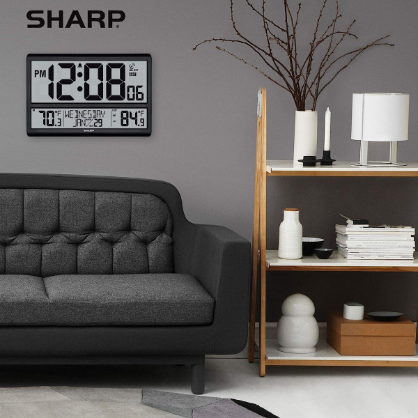 Sharp Atomic Digital Wall Clock with Large Display