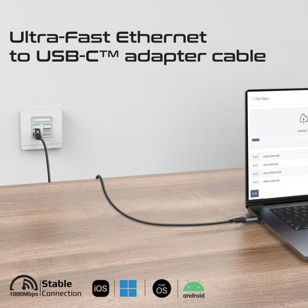 Promate CLink-RJ45 High-Speed USB-C to Gigabit Ethernet Cable