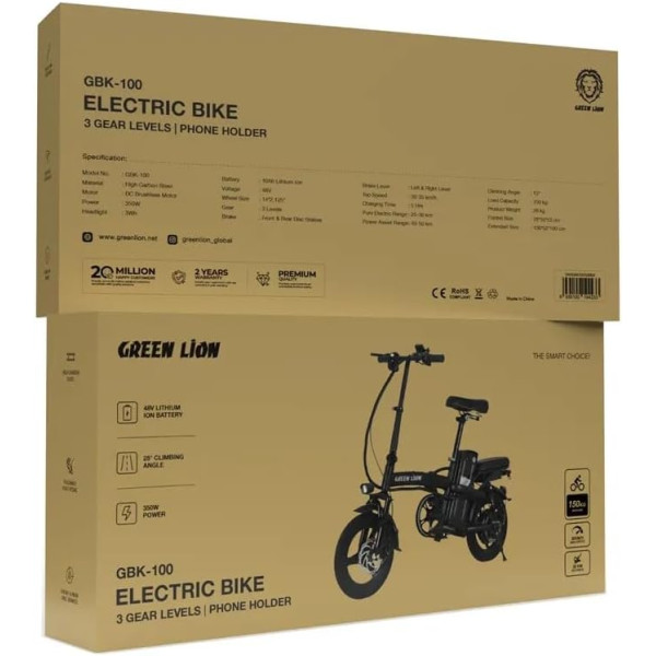 Green Lion GBK-100 Electric Bike with 3 Gear Levels