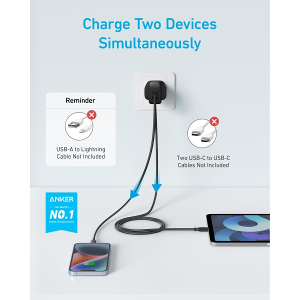 Anker 20W Wall Charger 2 Ports - 2 Pack