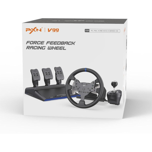 PXN V99 Gaming Steering Wheel with Pedals and Shifter