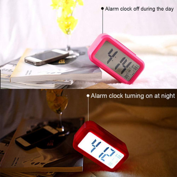 Digital LED Backlit Alarm Clock with Date and Temperature - Green