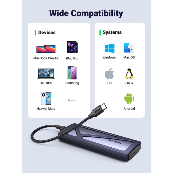 Ugreen 10Gbps M.2 NVMe SATA Enclosure