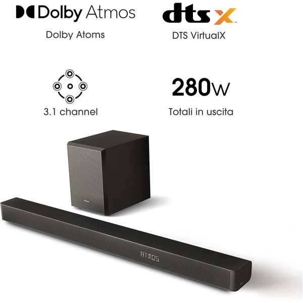 Hisense AX3100G 3.1.2CH 280W Soundbar with Dolby Atmos