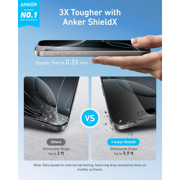 Anker Easy Fit HD Screen Protector for iPhone 16 Pro Max - 2 Pack