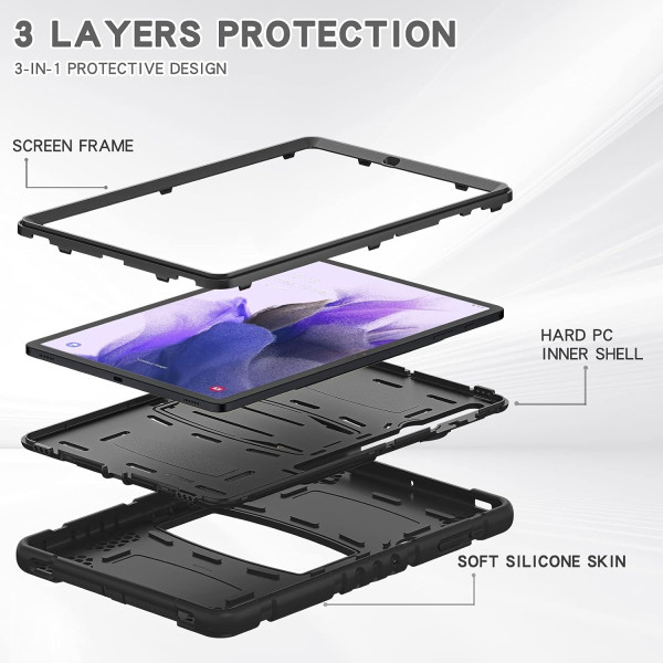 Samsung Galaxy Tab S7+/S7 FE+ 3-in-1 Shockproof Heavy Duty Cover Case