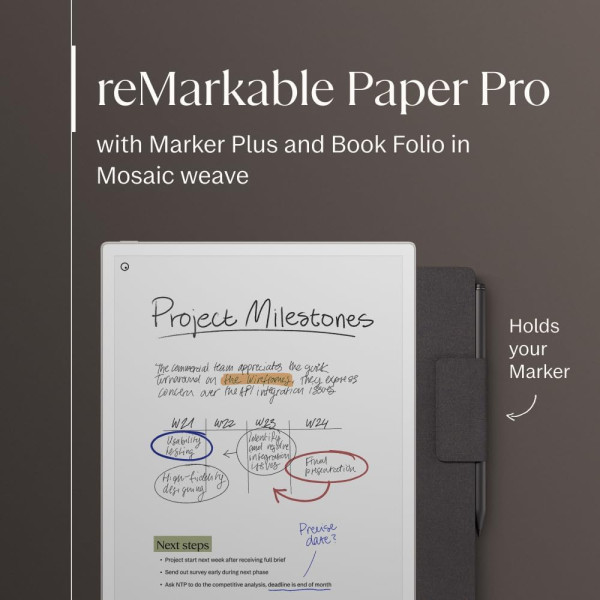 reMarkable Paper Pro Bundle 11.8" Paper Tablet with Folio Case