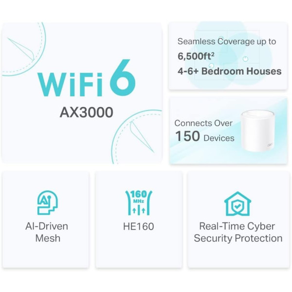 TP-Link Deco X50 AX3000 Whole Home Mesh WiFi 6 Unit - 3 Pack