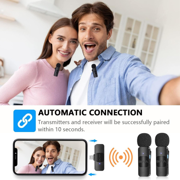 BOYA BY-V2 Dual Wireless Lavalier Microphone for iPhone