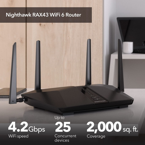 NETGEAR Nighthawk 5-Stream AX5 WiFi 6 Router (RAX43) - AX4200