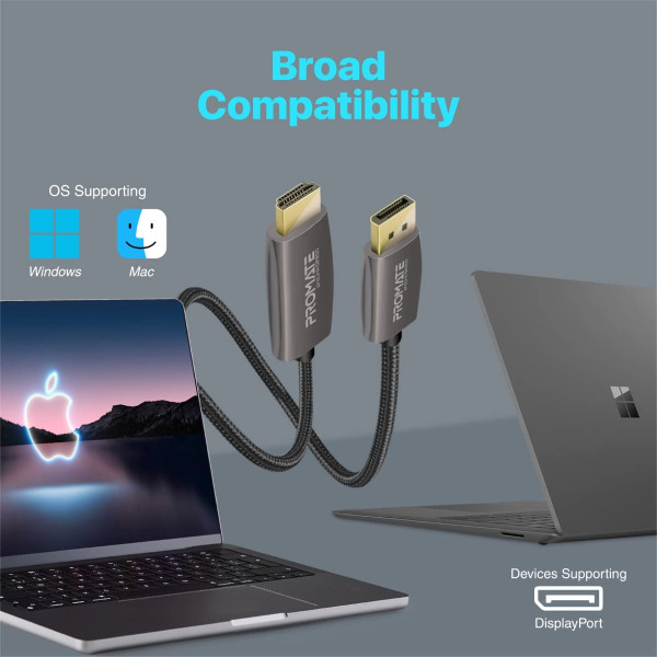 Promate ProLink-DP-200 DisplayPort to HDMI Cable 4K@60Hz 