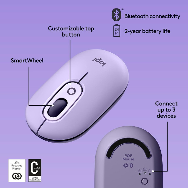 Logitech POP Wireless Mouse with Emoji Button Function