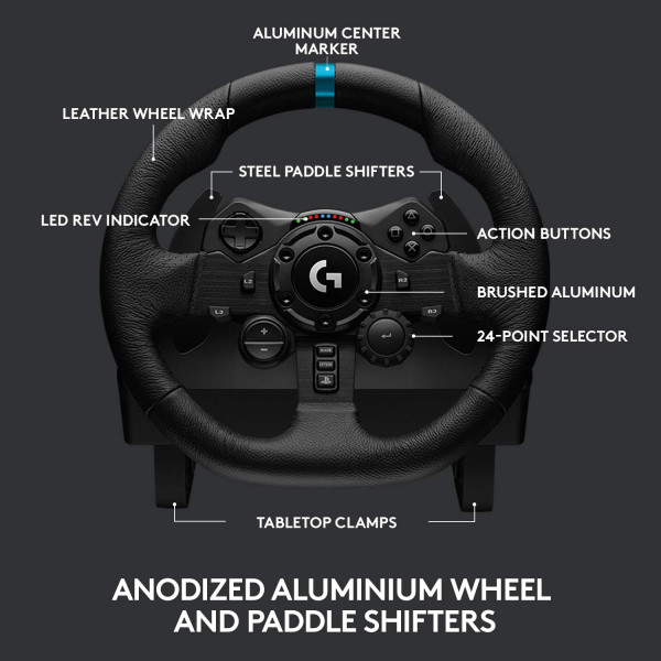 Logitech G923 Racing Wheel and Pedals for PS5, PS4 and PC - Black