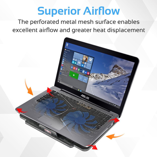 Promate AirBase-1 Gaming Laptop Cooling Pad with Silent Fan