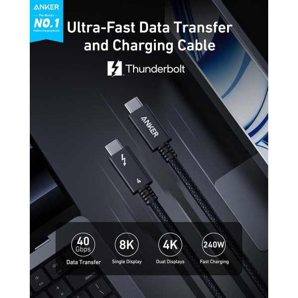 Anker Prime Thunderbolt 4 Cable 3.3 ft 240W 40Gbps