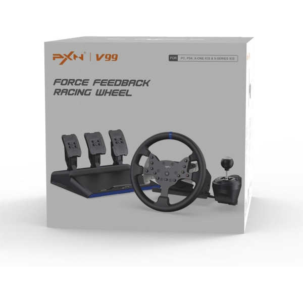 PXN V99 Gaming Steering Wheel with Pedals and Shifter