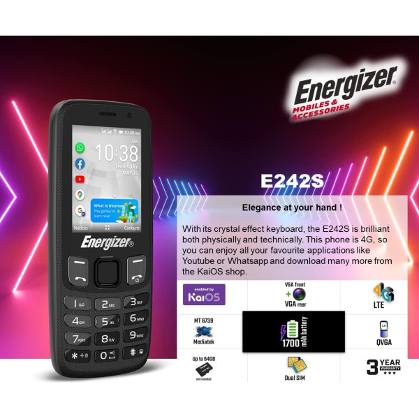 Energizer E242S 4G Dual SIM Phone 4GB 512MB RAM