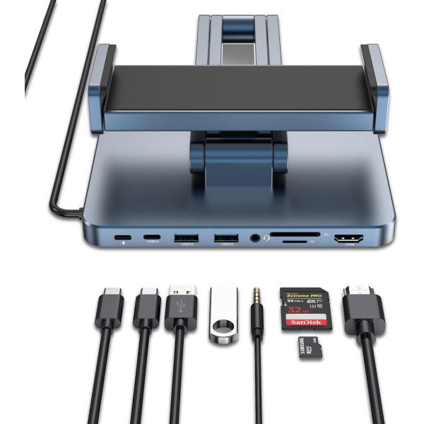 WiWU AH801 Adjustable 8-in-1 USB-C Tablet Hub Stand