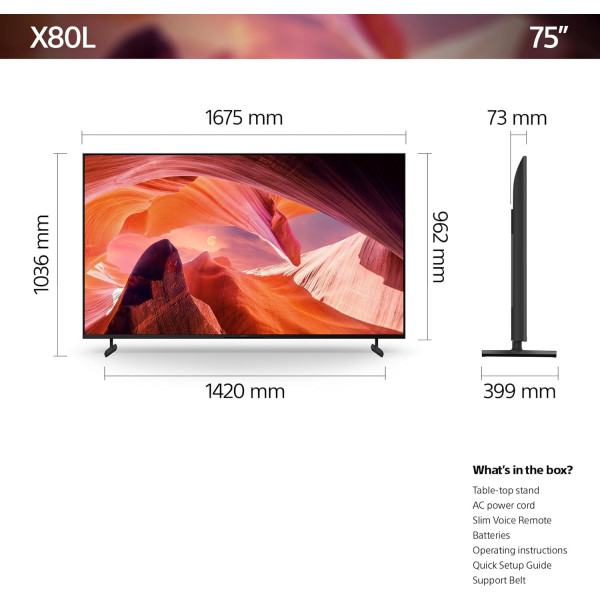 Sony BRAVIA X80L 75 Inch 4K HDR Smart Google TV