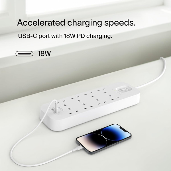 Belkin Connect Surge Protector 8-outlet with USB-C and USB-A Ports 