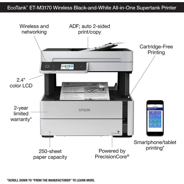 Epson EcoTank Monochrome M3170 Wi-Fi All-in-One Ink Tank Printer