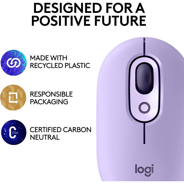 Logitech POP Wireless Mouse with Emoji Button Function