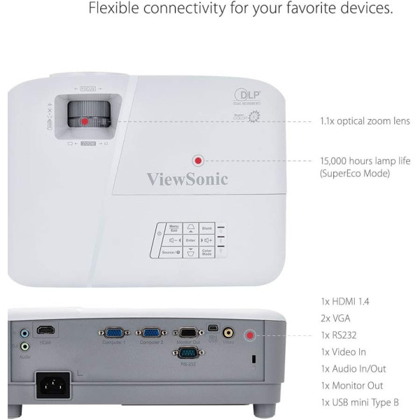 ViewSonic PA503W 3800 Lumens WXGA DLP Projector