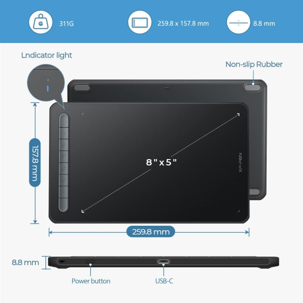 XP-PEN Deco MW Bluetooth Graphics Drawing Tablet 